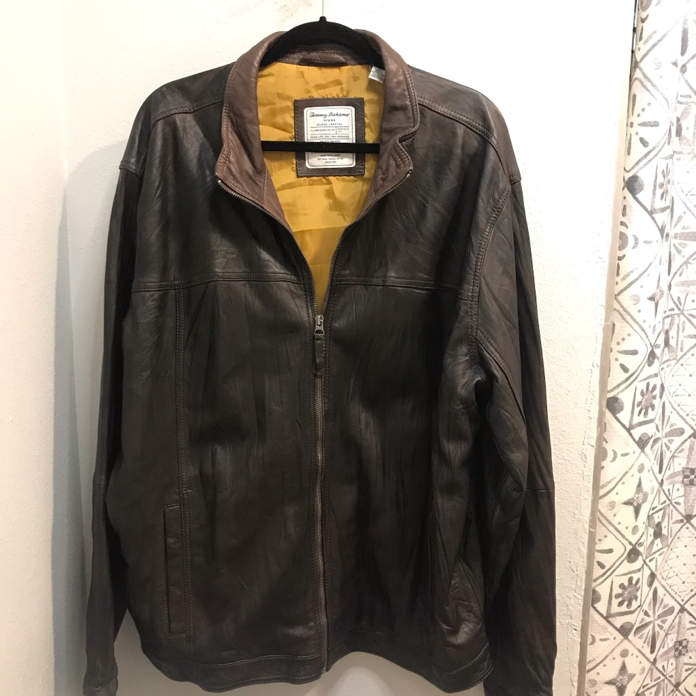 Rare Tommy Bahama  Leather Moto Jacket XXL
